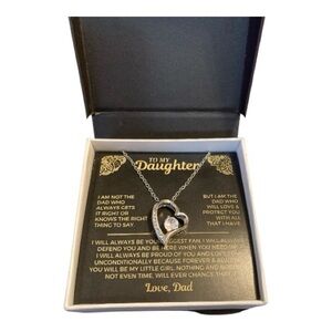To My Daughter Silver Toned Heart Shaped Necklace